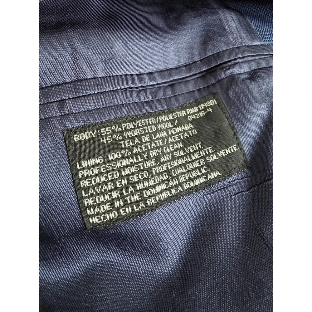 Stafford Sports Coat Mens 44‎ L Blue Blazer Jacket 2 Gold Buttons Wool Blend